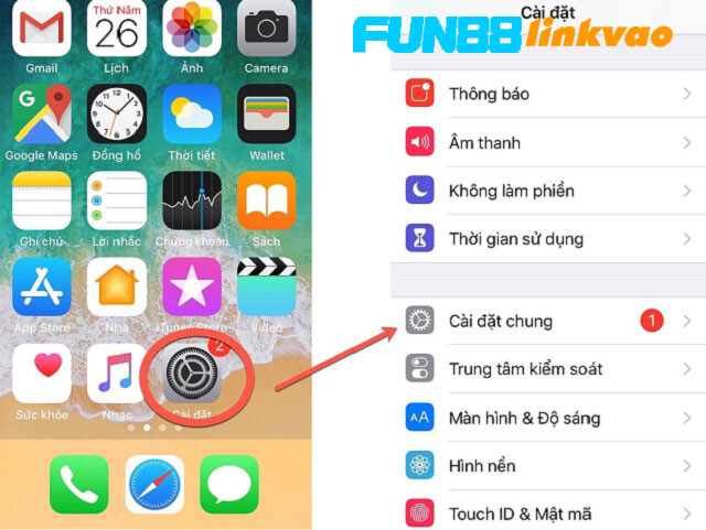 Thực hiện cấp quyền cho ứng dụng App Fun88